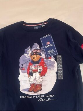 Polo by Ralph Lauren' Navy Team USA Polo Bear Graphic Tee